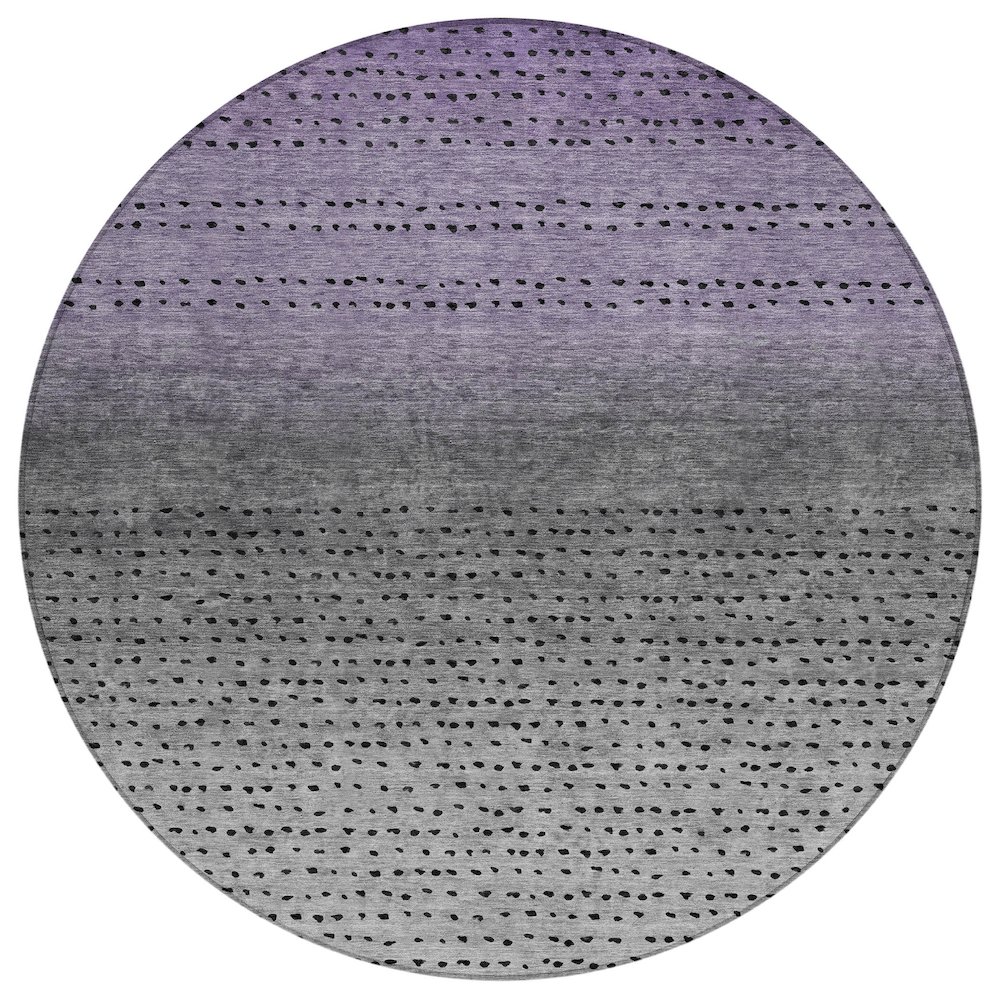 Machine Washable Indoor/Outdoor Chantille Purple 8' x 8' Round Rug. Picture 1
