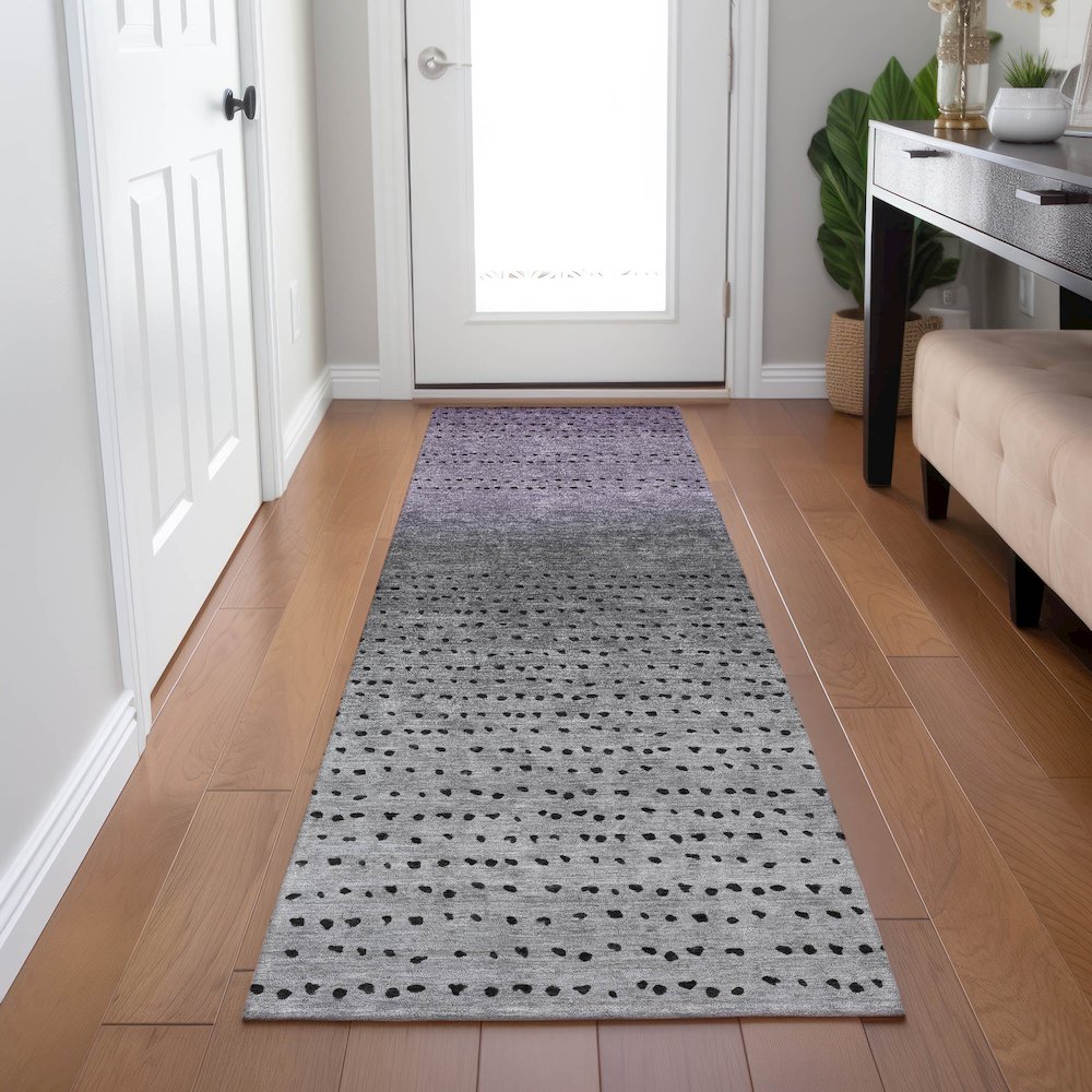 Machine Washable Indoor/Outdoor Chantille Purple 2'3" x 7'6" Runner Rug. Picture 5