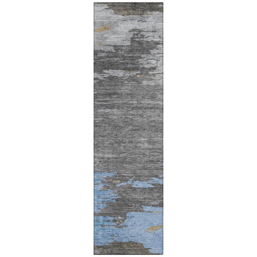 Machine Washable Indoor/Outdoor Chantille Denim 2'3" x 7'6" Runner Rug. Picture 1
