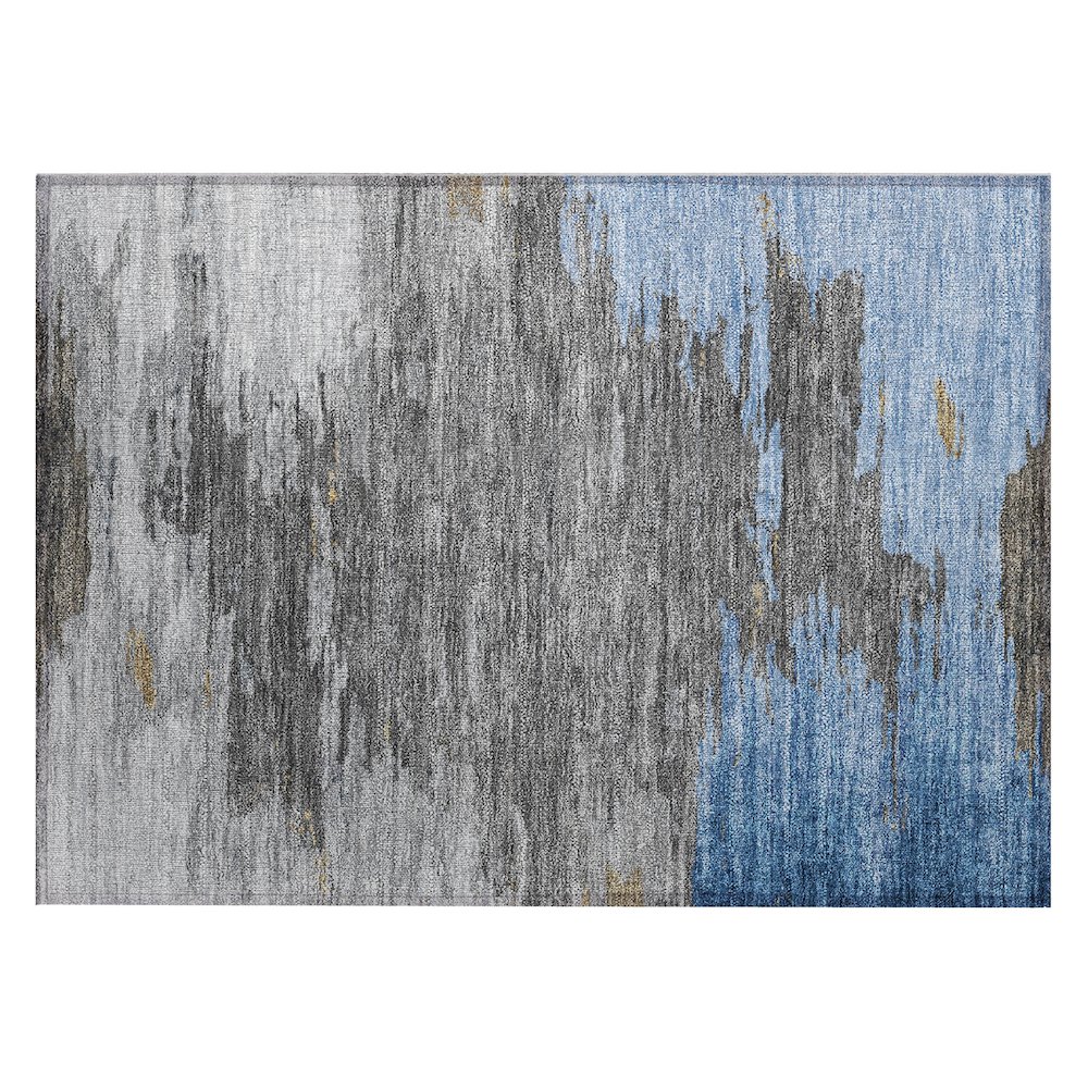 Machine Washable Indoor/Outdoor Chantille Denim 1'8" x 2'6" Rug. Picture 1