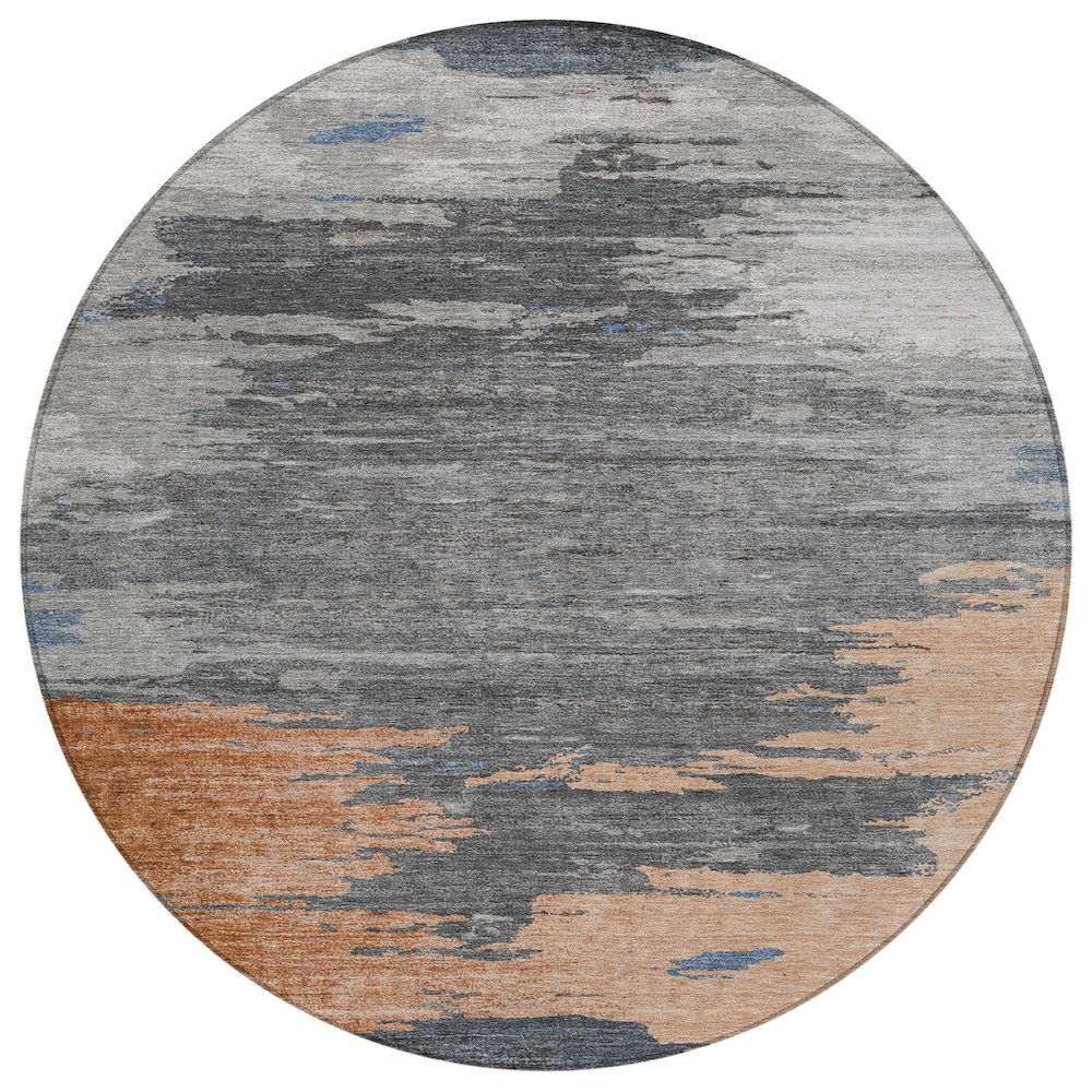 Machine Washable Indoor/Outdoor Chantille Paprika 8' x 8' Round Rug. Picture 1