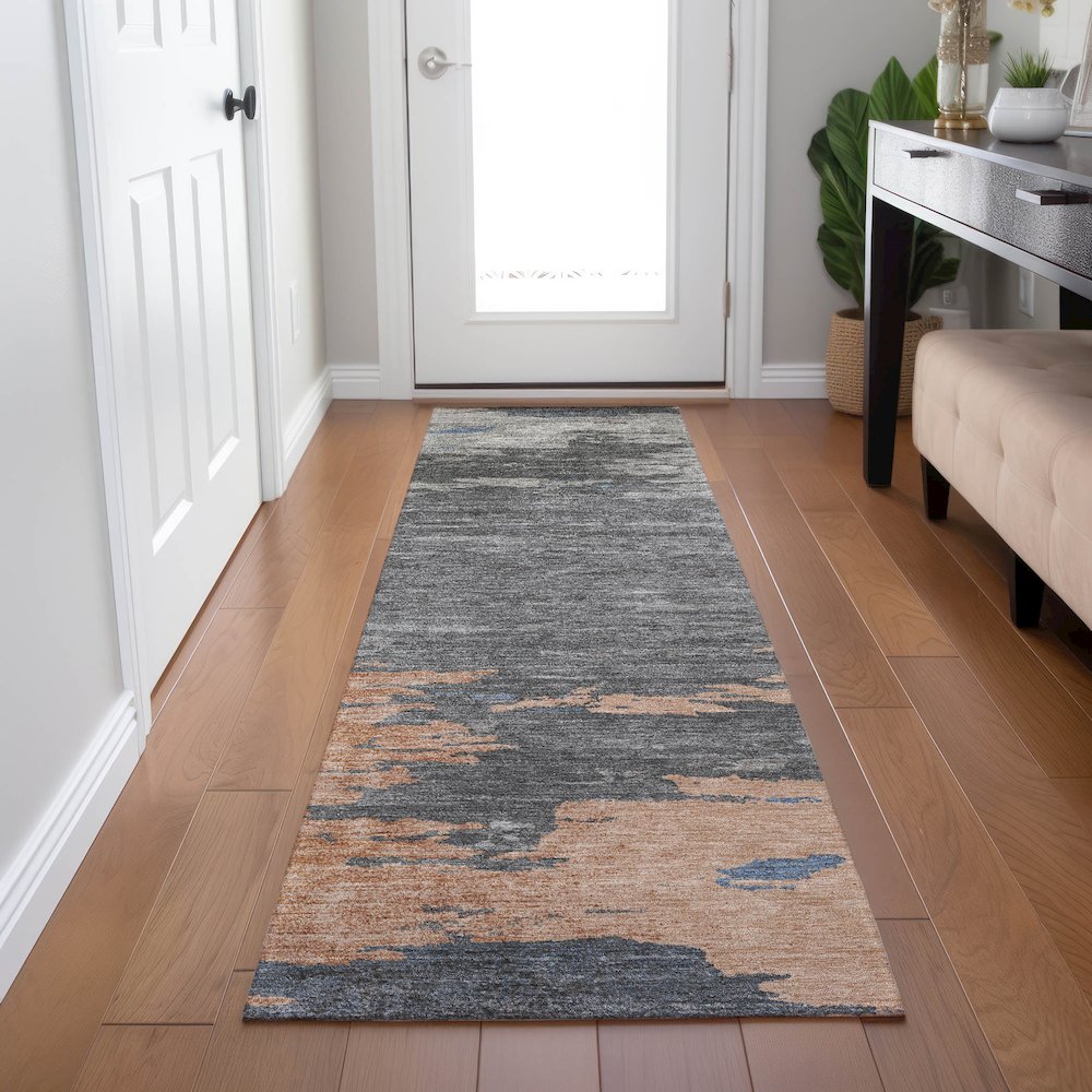 Machine Washable Indoor/Outdoor Chantille Paprika 2'3" x 7'6" Runner Rug. Picture 5