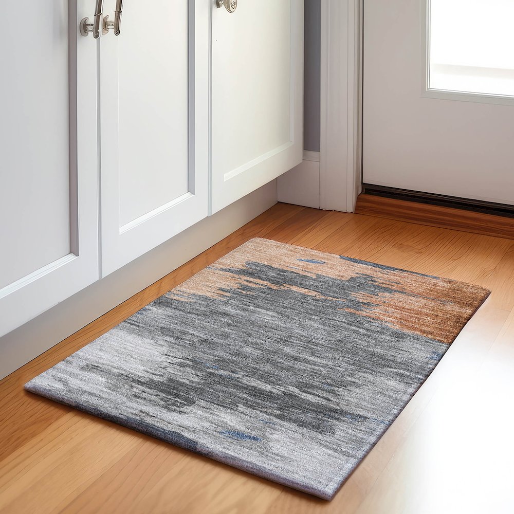 Machine Washable Indoor/Outdoor Chantille Paprika 1'8" x 2'6" Rug. Picture 5