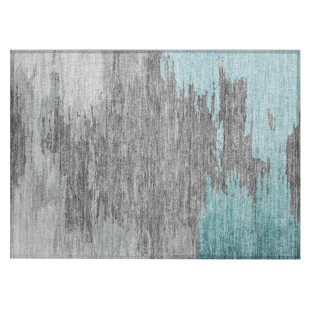 Machine Washable Indoor/Outdoor Chantille Teal 1'8" x 2'6" Rug. Picture 1
