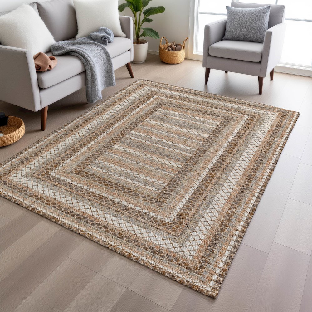 Machine Washable Indoor/Outdoor Chantille Chocolate 2'6" x 3'10" Rug. Picture 5