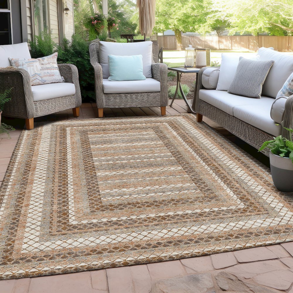 Machine Washable Indoor/Outdoor Chantille Chocolate 2'6" x 3'10" Rug. Picture 7