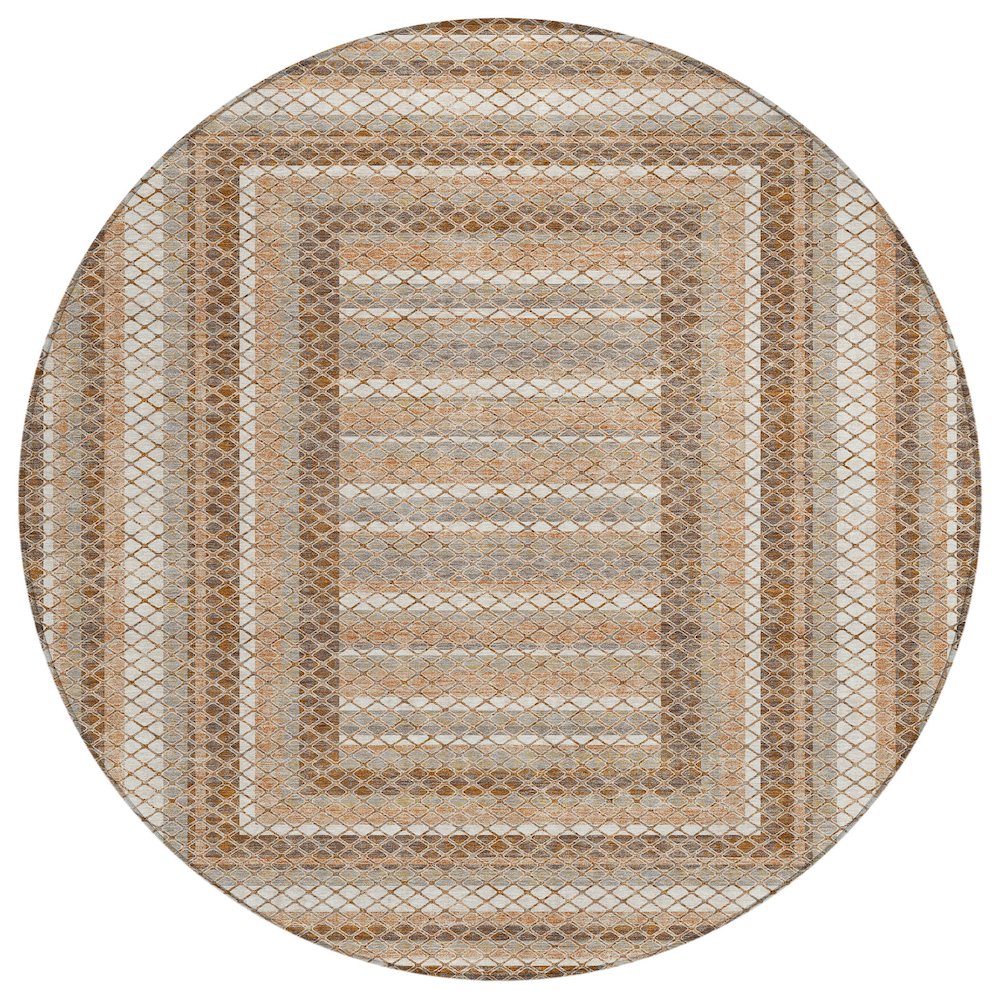 Machine Washable Indoor/Outdoor Chantille Chocolate 8' x 8' Round Rug. Picture 1