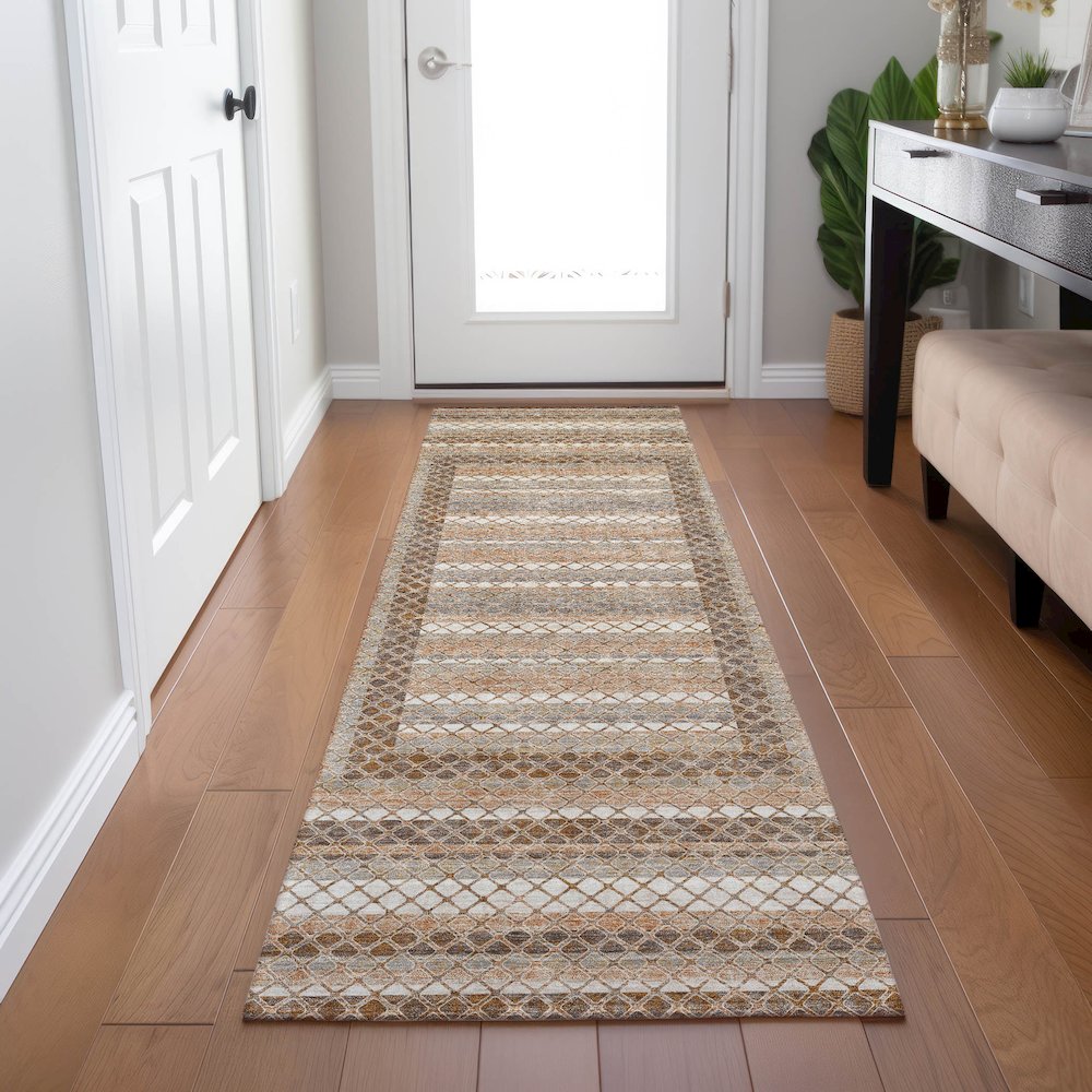 Machine Washable Indoor/Outdoor Chantille Chocolate 2'3" x 7'6" Runner Rug. Picture 5