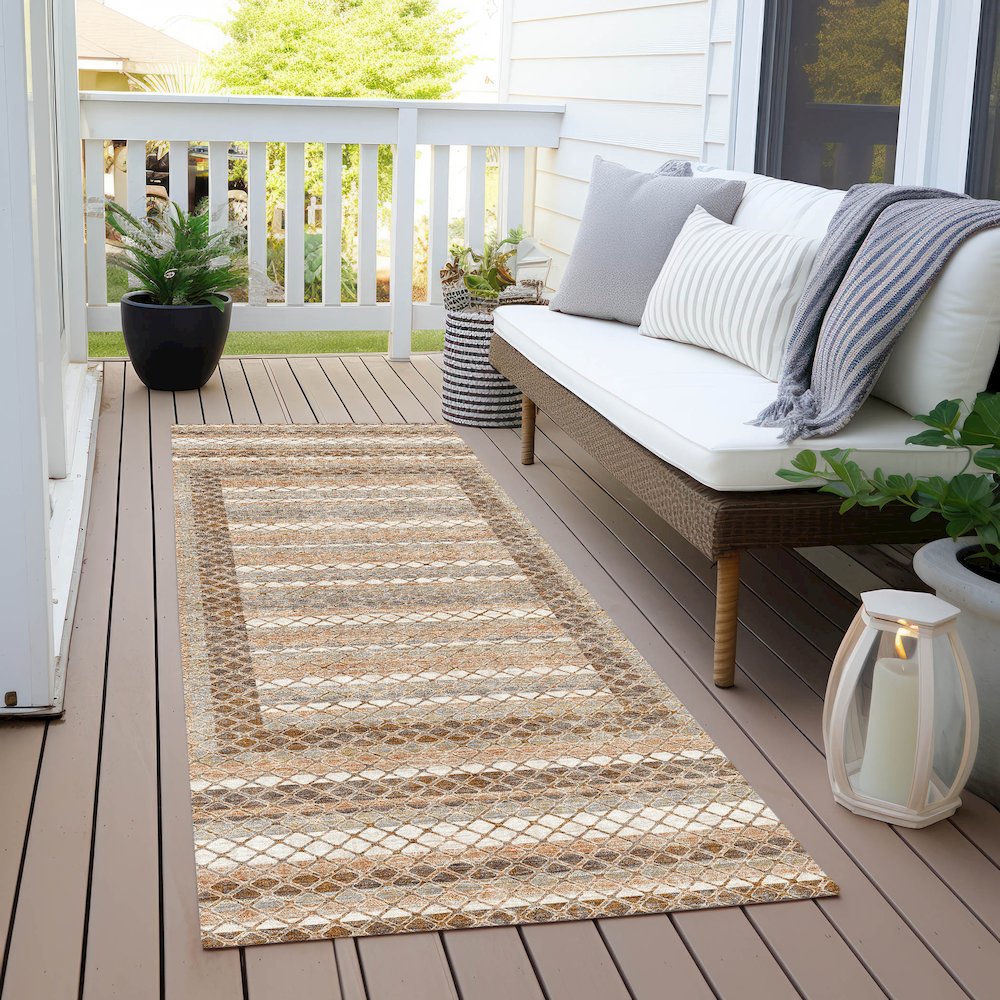 Machine Washable Indoor/Outdoor Chantille Chocolate 2'3" x 7'6" Runner Rug. Picture 6