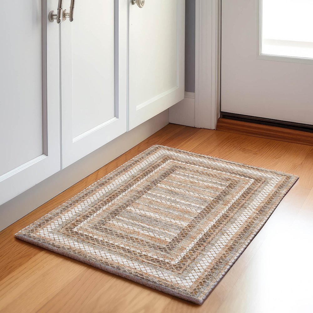 Machine Washable Indoor/Outdoor Chantille Chocolate 1'8" x 2'6" Rug. Picture 5