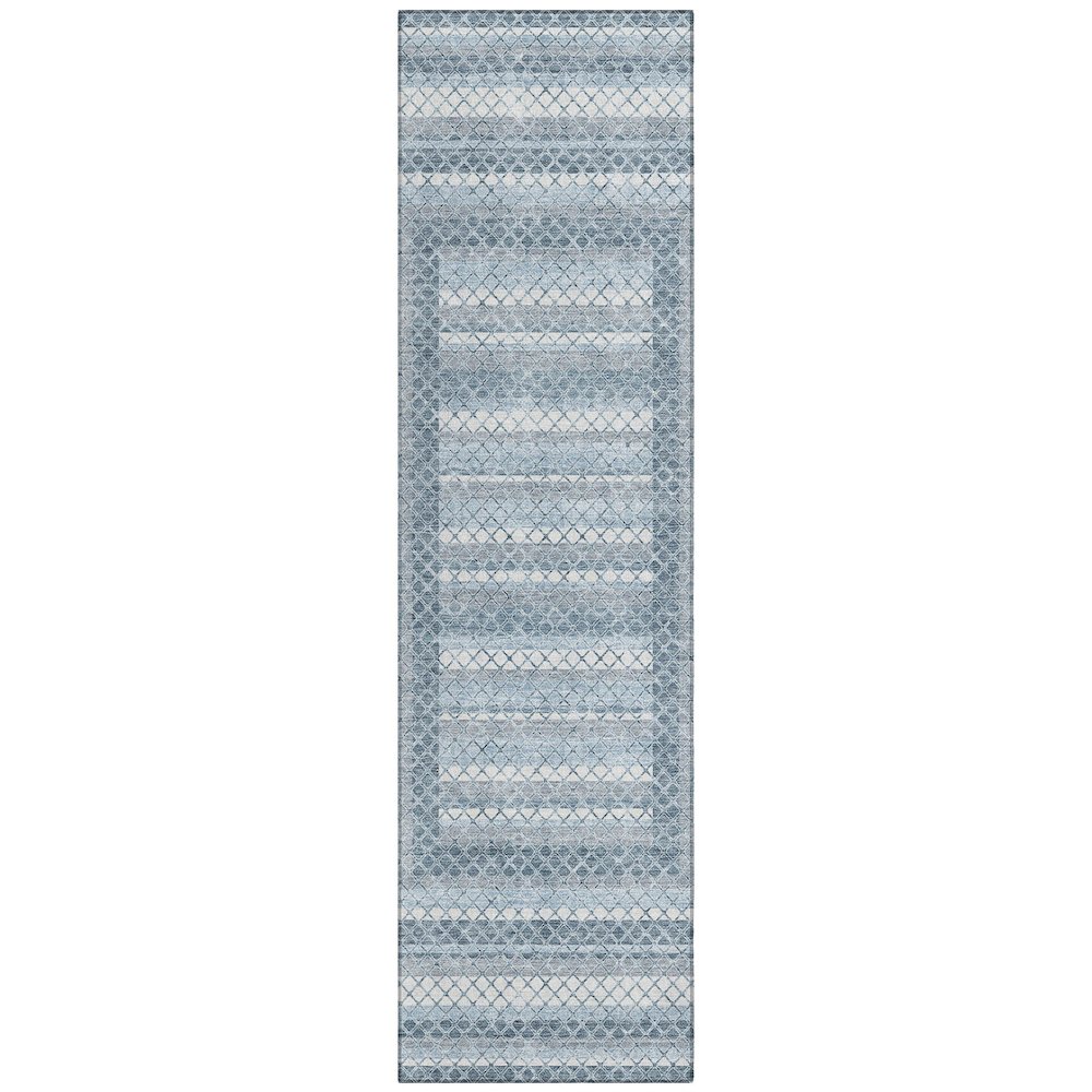 Machine Washable Indoor/Outdoor Chantille Denim 2'3" x 7'6" Runner Rug. Picture 1