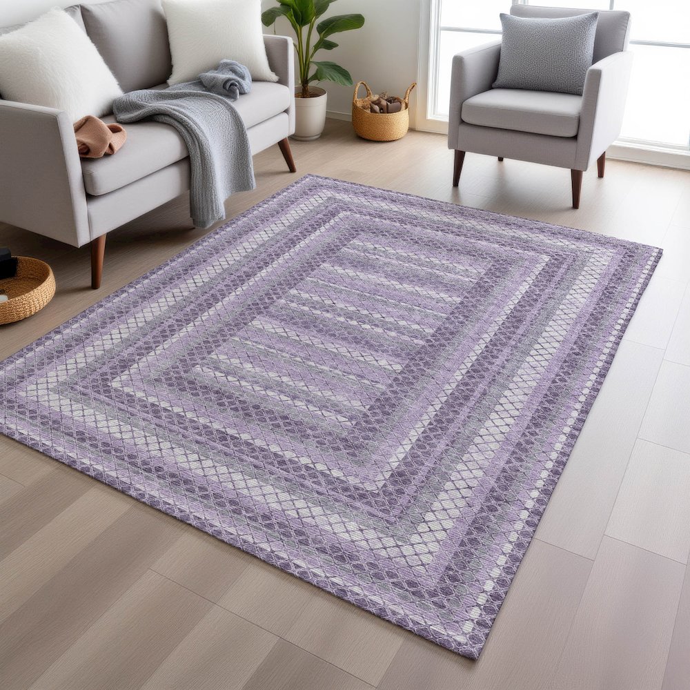 Machine Washable Indoor/Outdoor Chantille Lavender 2'6" x 3'10" Rug. Picture 5