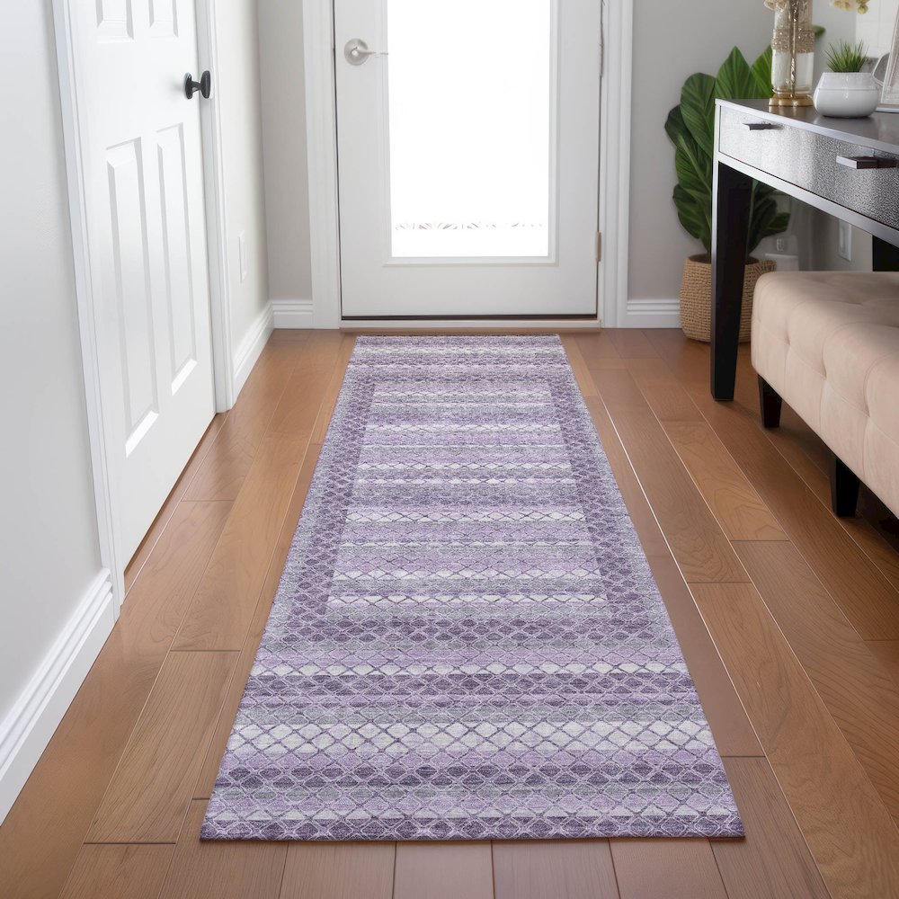 Machine Washable Indoor/Outdoor Chantille Lavender 2'3" x 7'6" Runner Rug. Picture 5