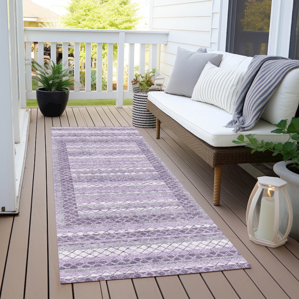 Machine Washable Indoor/Outdoor Chantille Lavender 2'3" x 7'6" Runner Rug. Picture 6