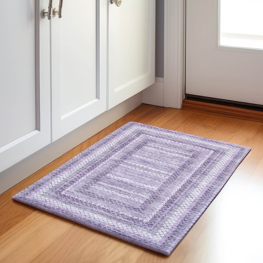 Machine Washable Indoor/Outdoor Chantille Lavender 1'8" x 2'6" Rug. Picture 5