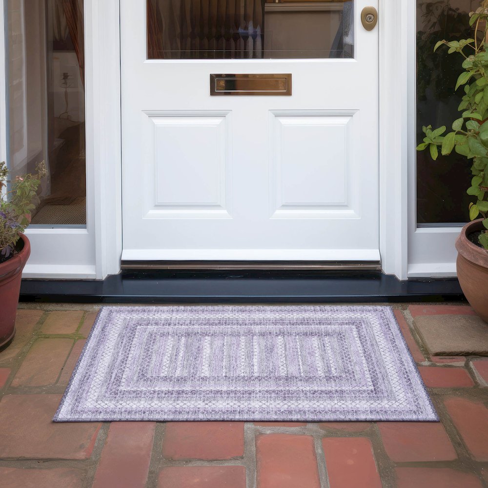Machine Washable Indoor/Outdoor Chantille Lavender 1'8" x 2'6" Rug. Picture 6