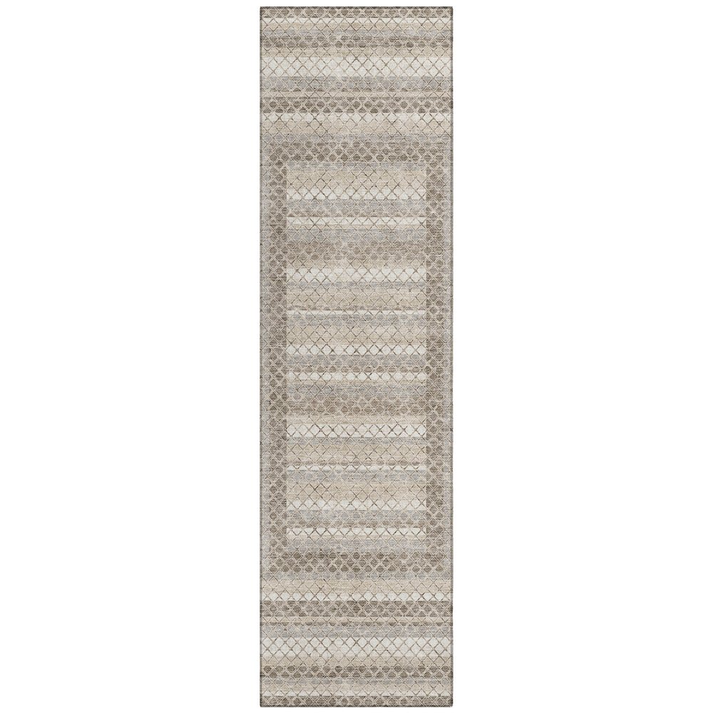 Machine Washable Indoor/Outdoor Chantille Taupe 2'3" x 7'6" Runner Rug. Picture 1