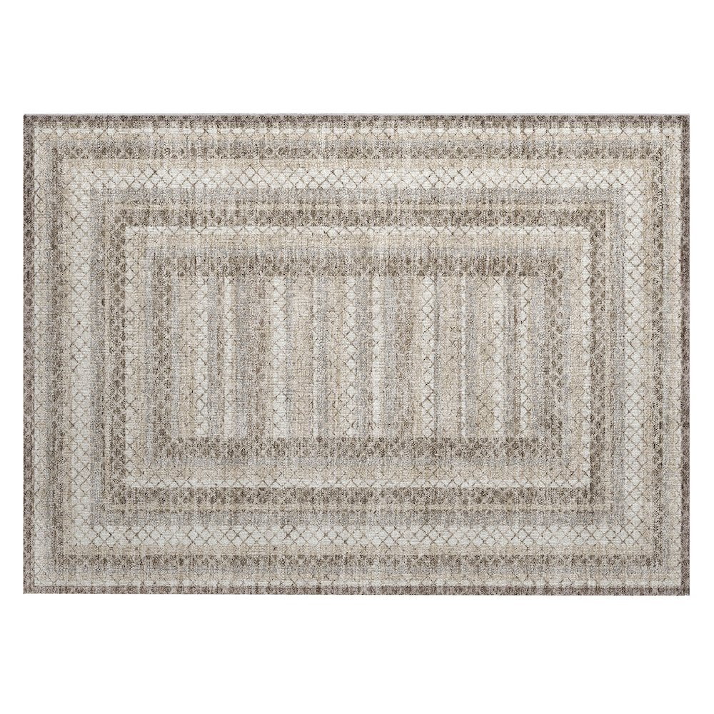 Machine Washable Indoor/Outdoor Chantille Taupe 1'8" x 2'6" Rug. Picture 1