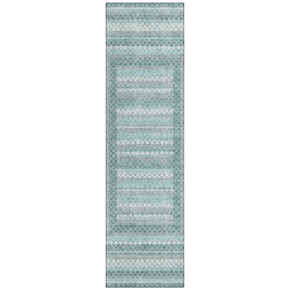 Machine Washable Indoor/Outdoor Chantille Teal 2'3" x 7'6" Runner Rug. Picture 1
