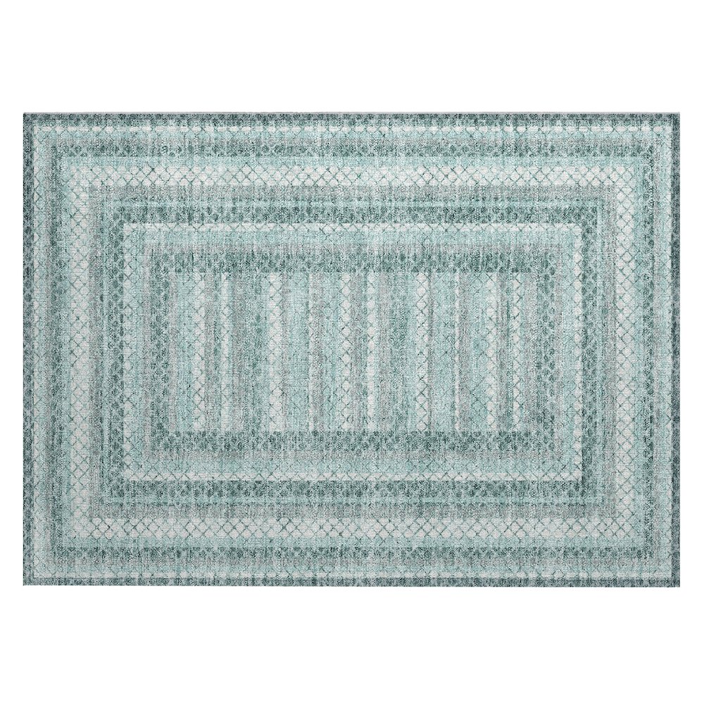 Machine Washable Indoor/Outdoor Chantille Teal 1'8" x 2'6" Rug. Picture 1