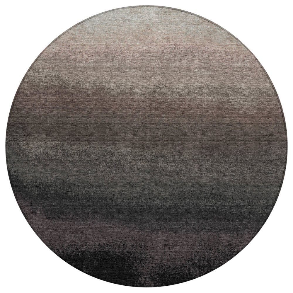 Machine Washable Indoor/Outdoor Chantille Black 8' x 8' Round Rug. Picture 1