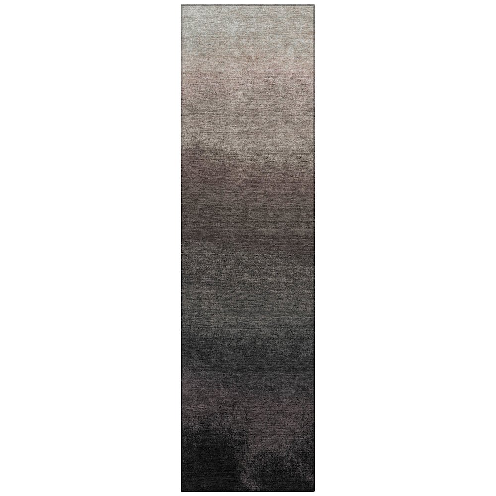 Machine Washable Indoor/Outdoor Chantille Black 2'3" x 7'6" Runner Rug. Picture 1