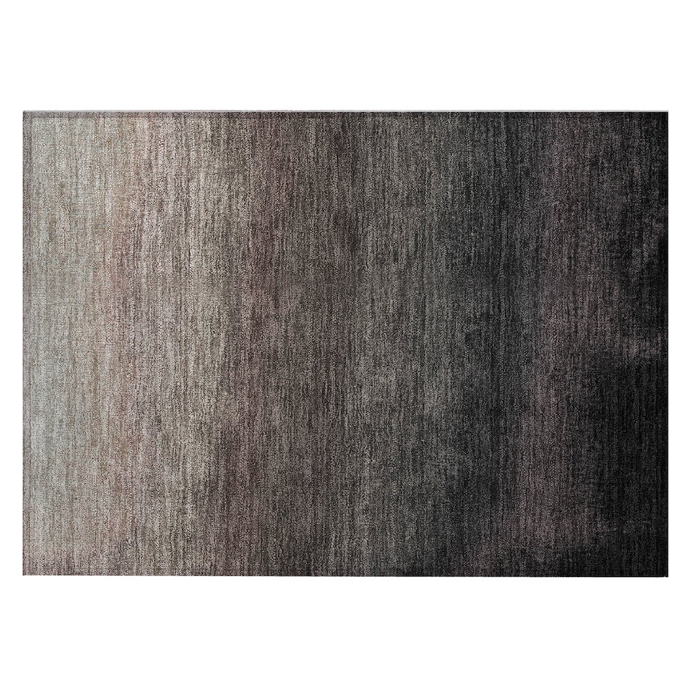 Machine Washable Indoor/Outdoor Chantille Black 1'8" x 2'6" Rug. Picture 1