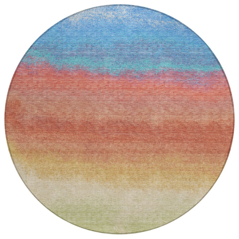Machine Washable Indoor/Outdoor Chantille Coral 8' x 8' Round Rug. Picture 1
