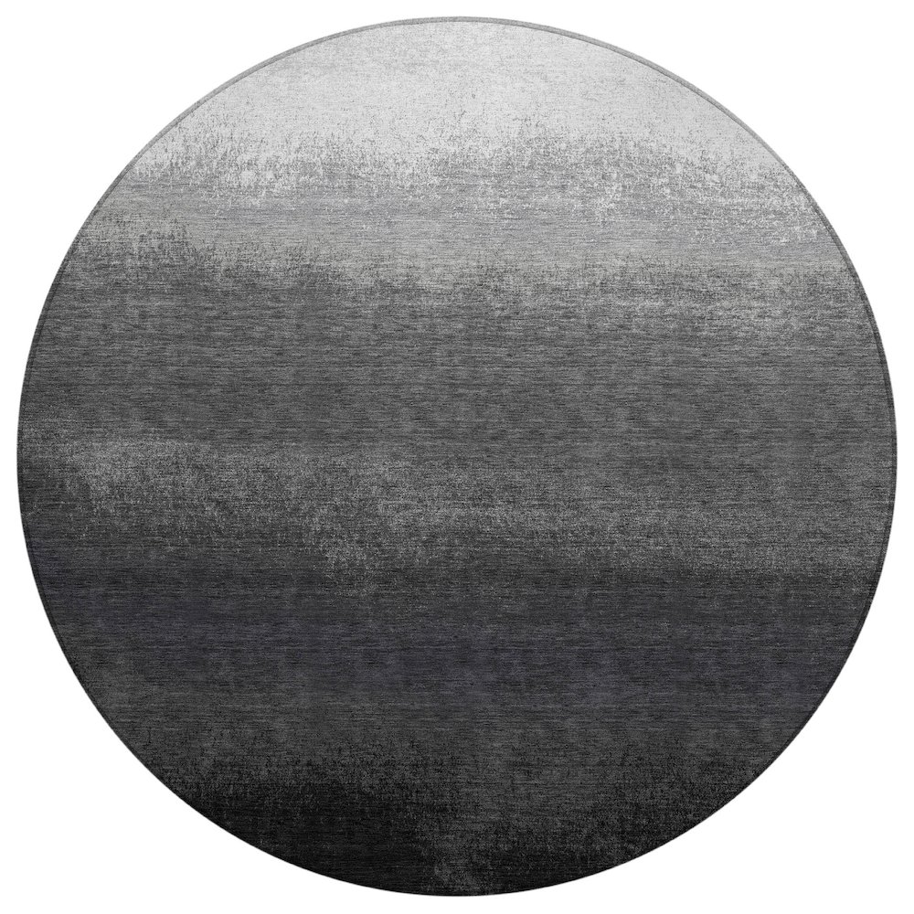 Machine Washable Indoor/Outdoor Chantille Gray 8' x 8' Round Rug. Picture 1