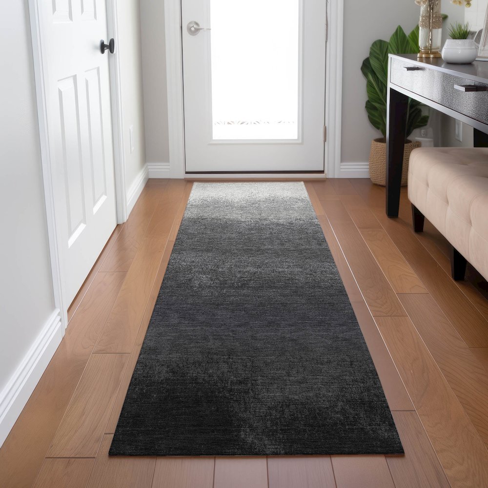 Machine Washable Indoor/Outdoor Chantille Gray 2'3" x 7'6" Runner Rug. Picture 5