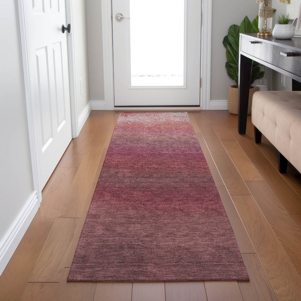 Machine Washable Indoor/Outdoor Chantille Red 2'3" x 7'6" Runner Rug. Picture 5