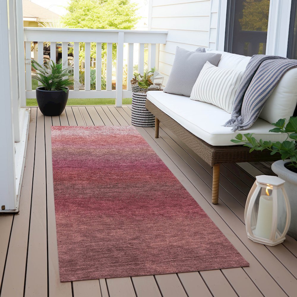 Machine Washable Indoor/Outdoor Chantille Red 2'3" x 7'6" Runner Rug. Picture 6