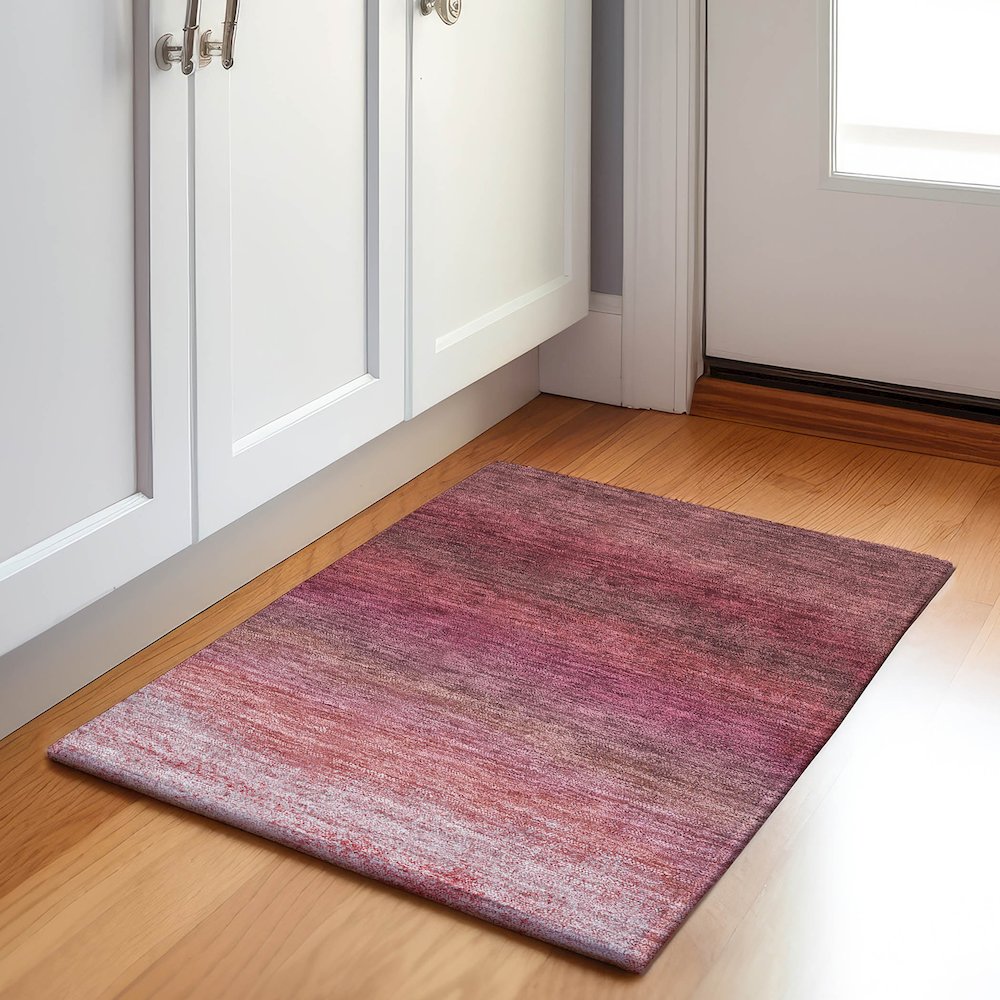 Machine Washable Indoor/Outdoor Chantille Red 1'8" x 2'6" Rug. Picture 5