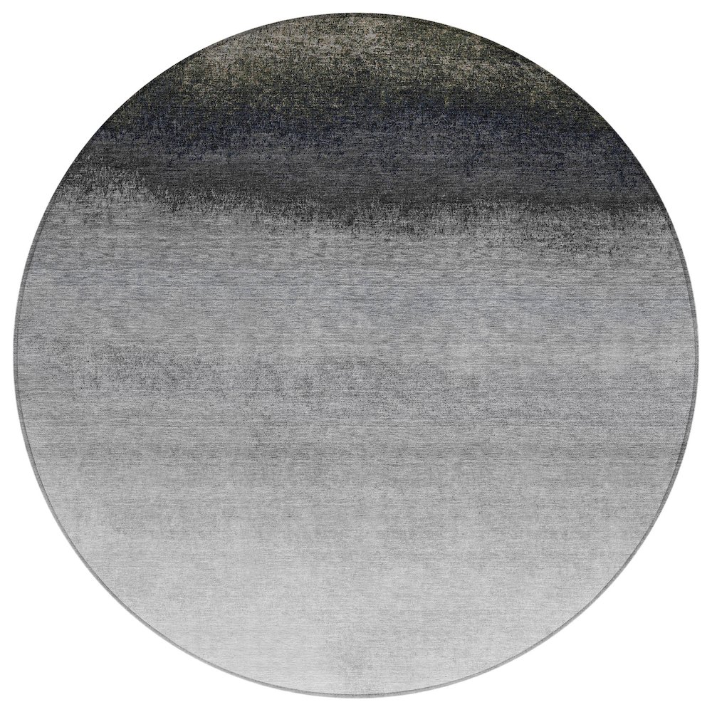 Machine Washable Indoor/Outdoor Chantille Silver 8' x 8' Round Rug. Picture 1