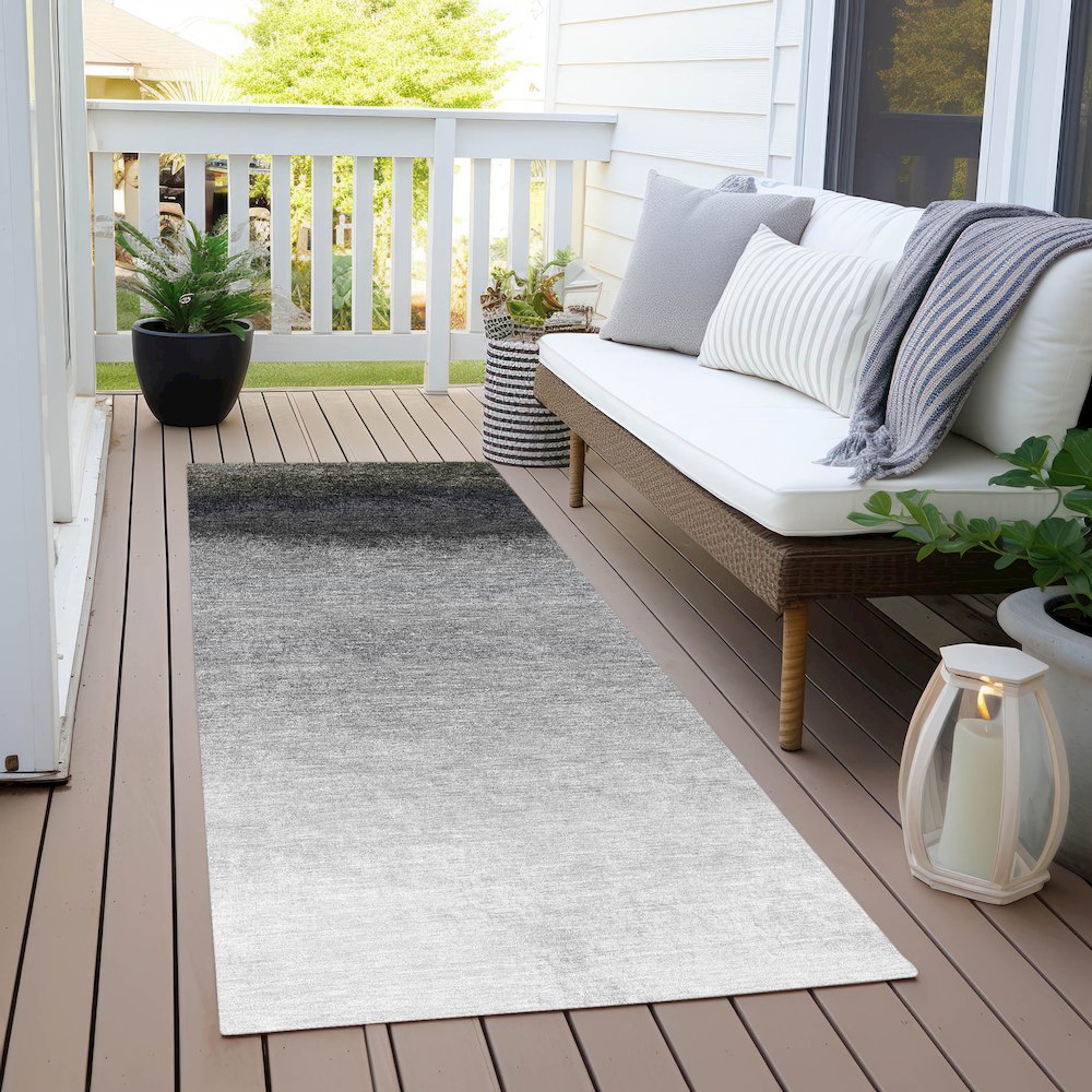 Machine Washable Indoor/Outdoor Chantille Silver 2'3" x 7'6" Runner Rug. Picture 6
