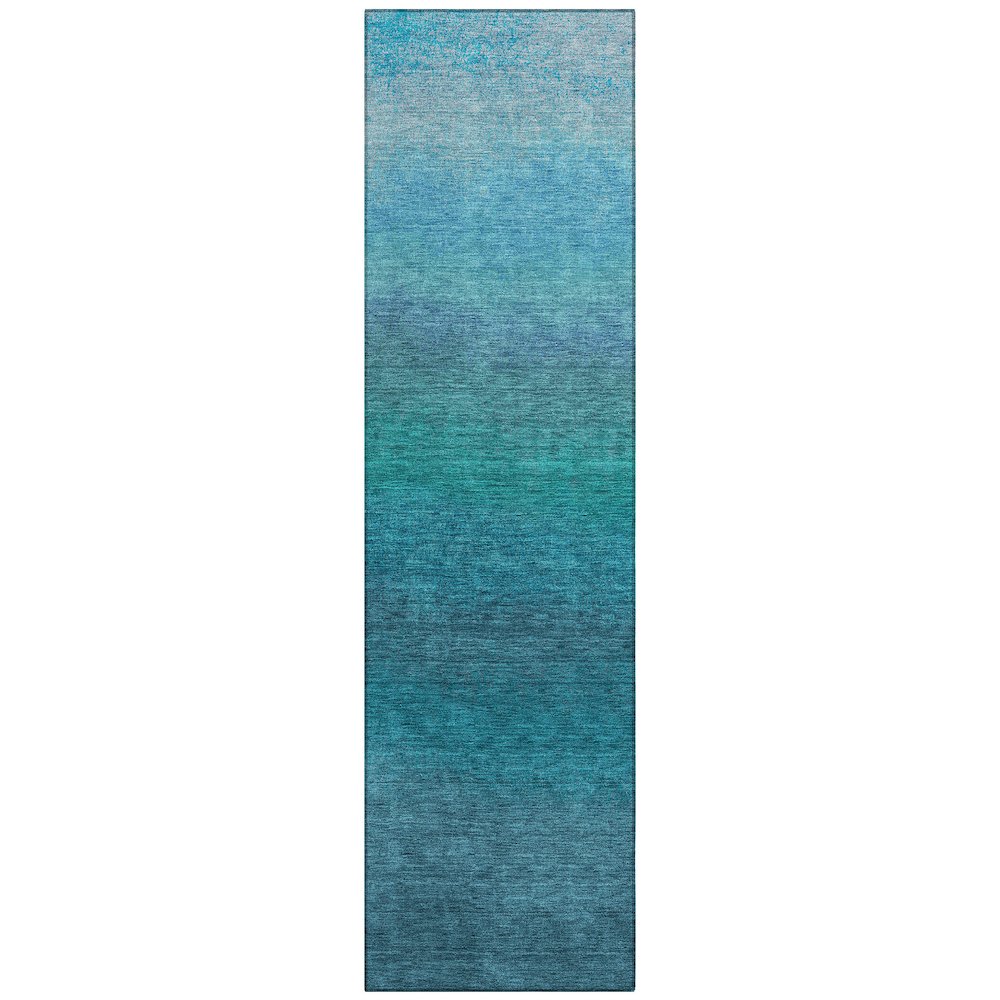 Machine Washable Indoor/Outdoor Chantille Teal 2'3" x 7'6" Runner Rug. Picture 1