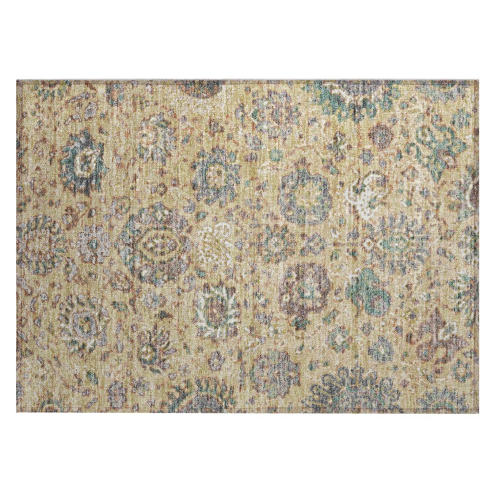 Machine Washable Indoor/Outdoor Chantille Gold 1'8" x 2'6" Rug. Picture 1