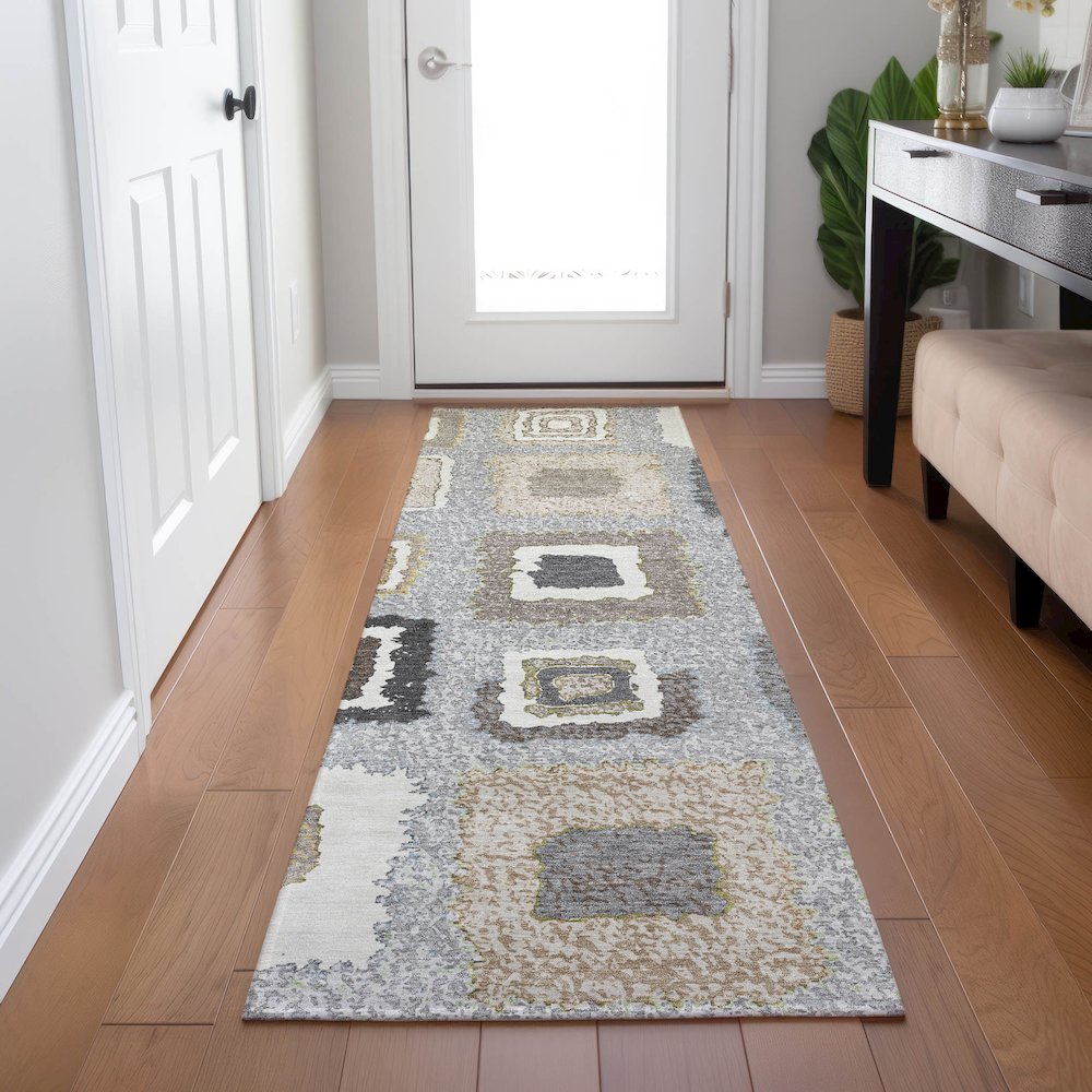 Machine Washable Indoor/Outdoor Chantille Gray 2'3" x 7'6" Runner Rug. Picture 5