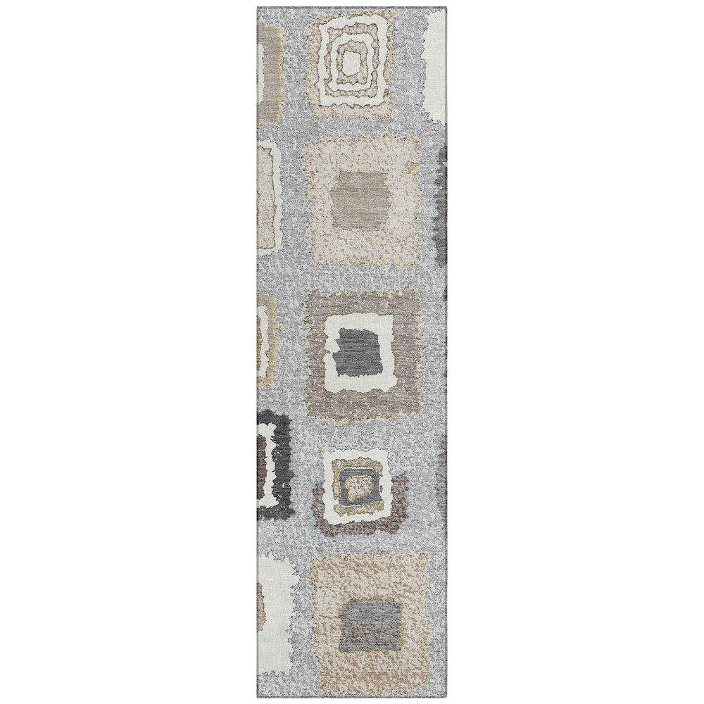 Machine Washable Indoor/Outdoor Chantille Gray 2'3" x 7'6" Runner Rug. Picture 1