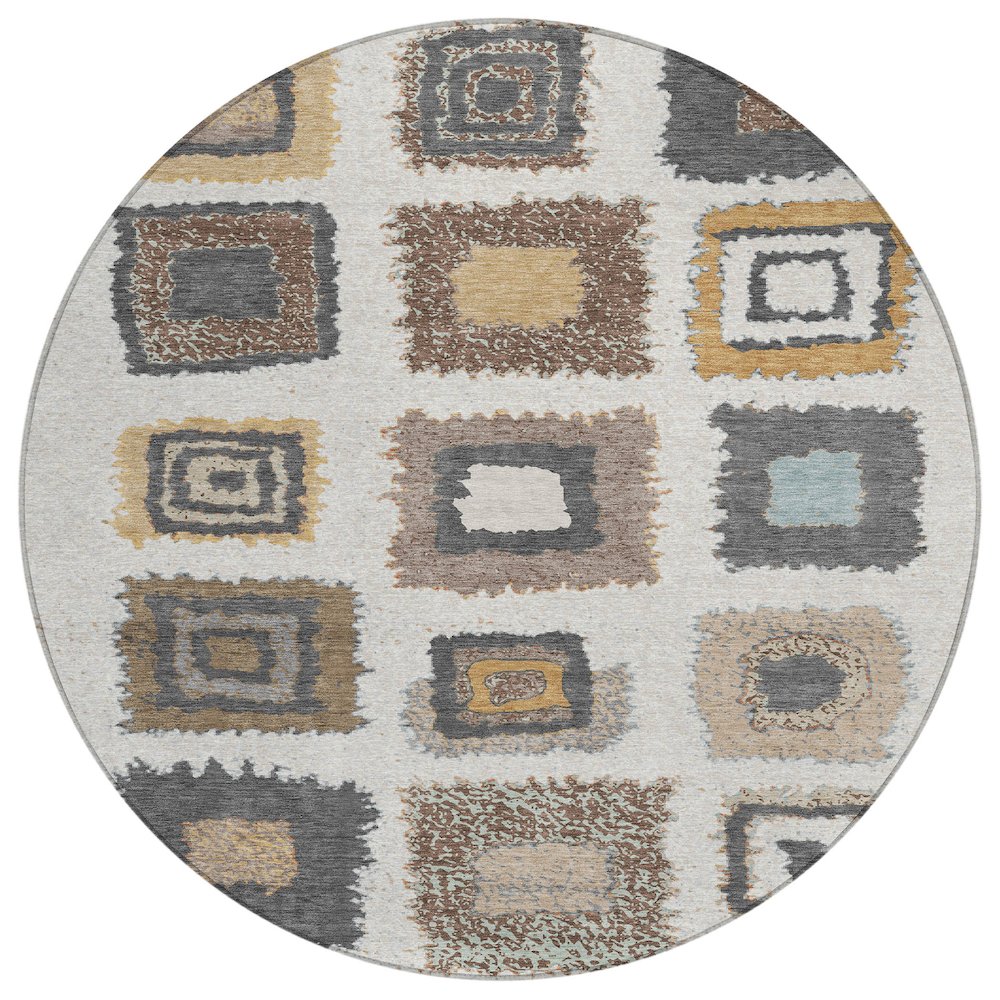 Machine Washable Indoor/Outdoor Chantille Ivory 8' x 8' Round Rug. Picture 1