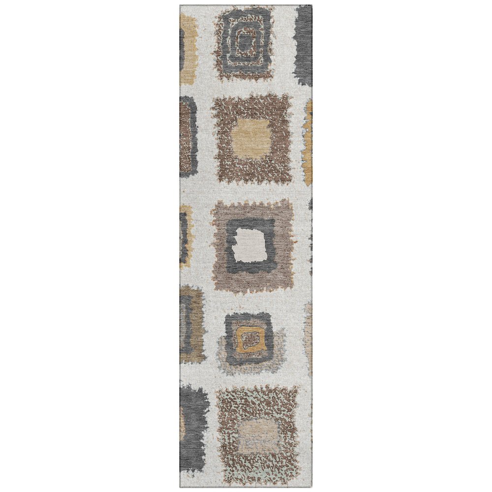 Machine Washable Indoor/Outdoor Chantille Ivory 2'3" x 7'6" Runner Rug. Picture 1