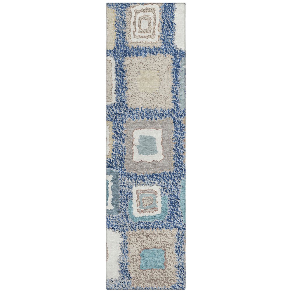 Machine Washable Indoor/Outdoor Chantille Navy 2'3" x 7'6" Runner Rug. Picture 1