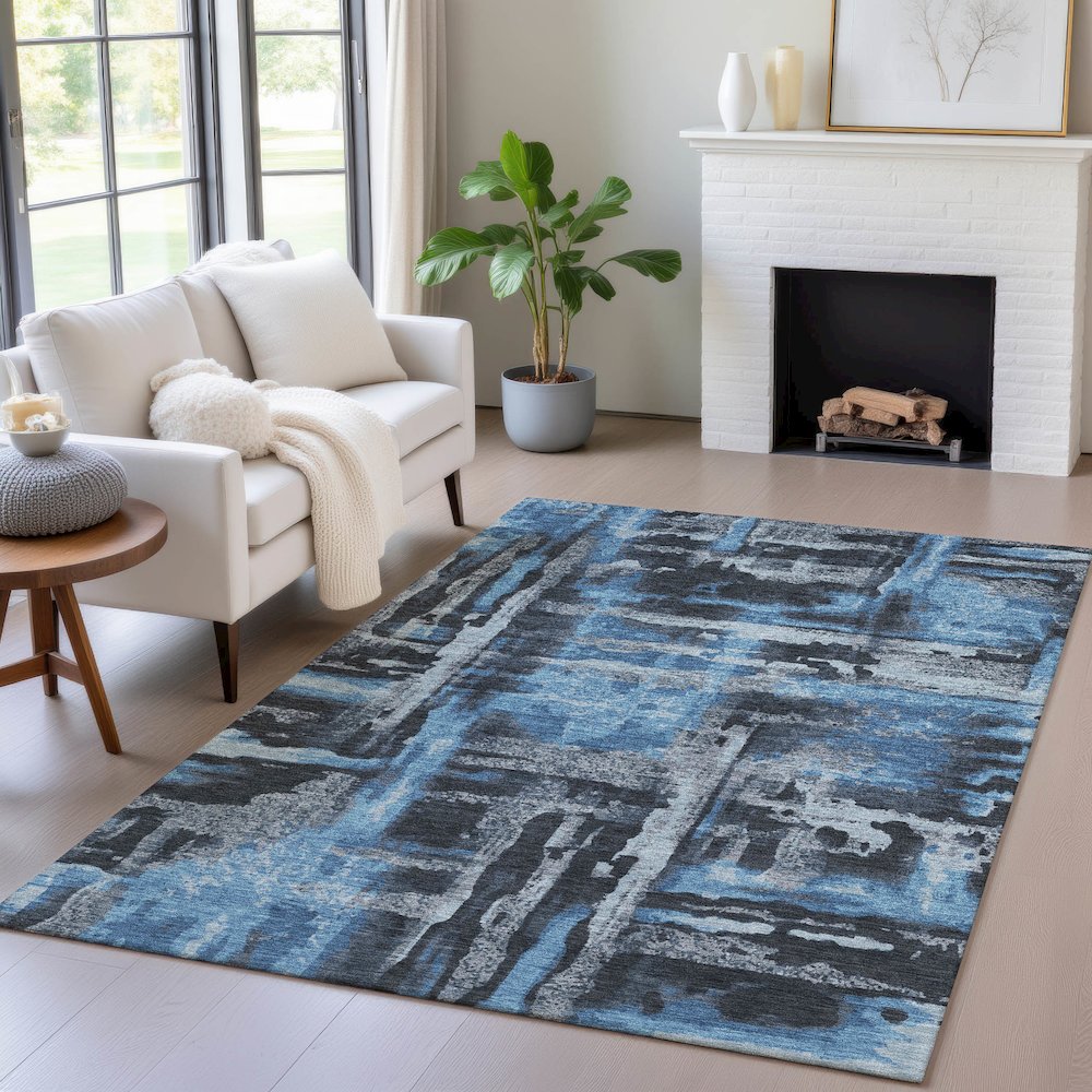 Machine Washable Indoor/Outdoor Chantille ACN2015 Black 2'6" x 3'10" Rug. Picture 5