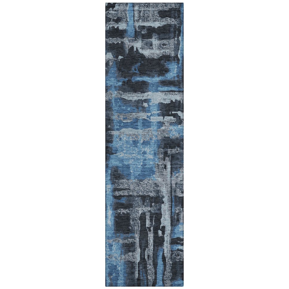 Machine Washable Indoor/Outdoor Chantille ACN2015 Black 2'3" x 7'6" Runner Rug. Picture 1