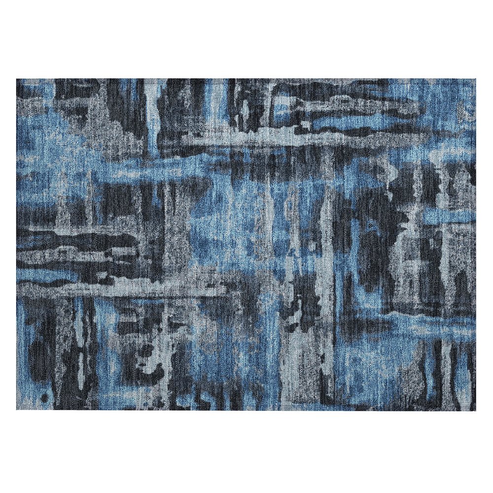 Machine Washable Indoor/Outdoor Chantille ACN2015 Black 1'8" x 2'6" Rug. Picture 1