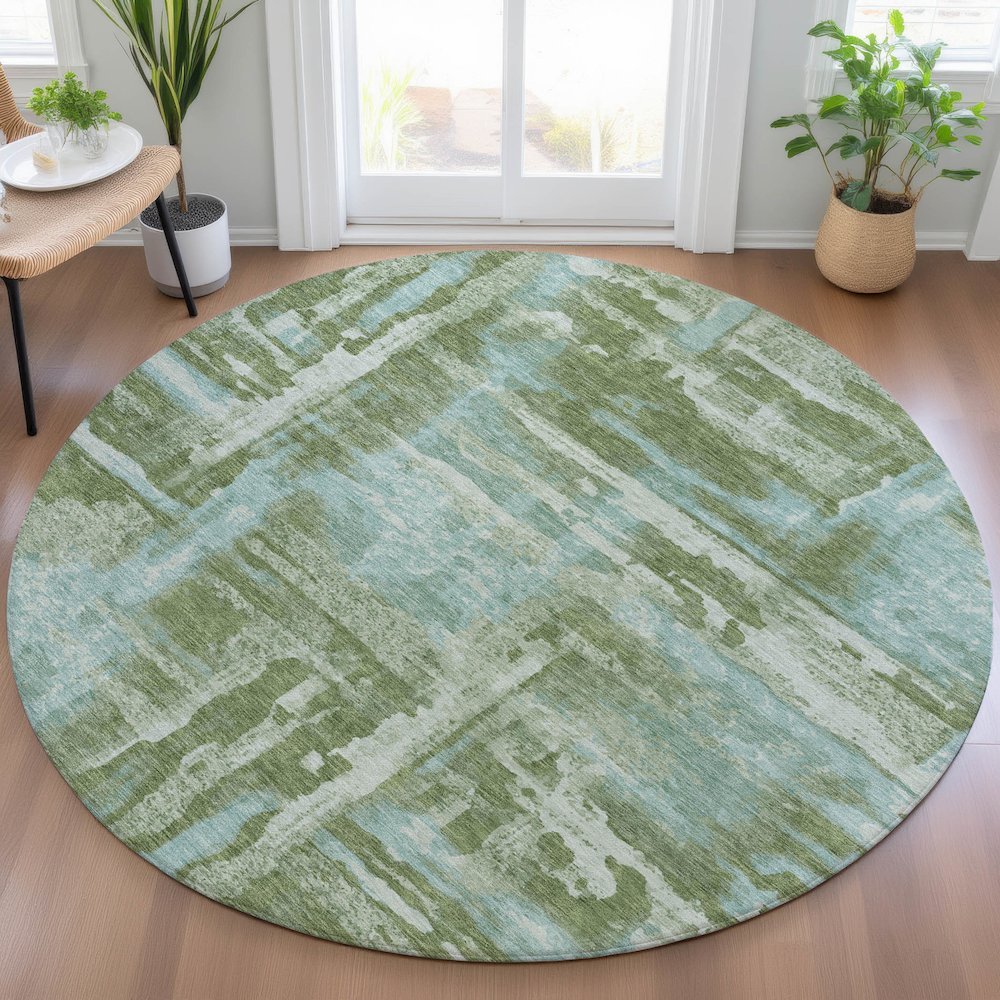 Machine Washable Indoor/Outdoor Chantille ACN2015 Cactus 8' x 8' Round Rug. Picture 5