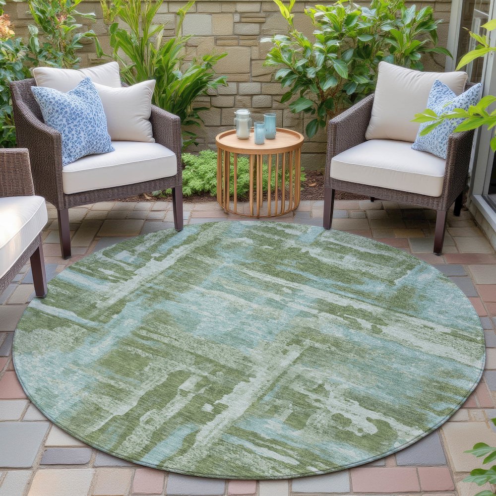 Machine Washable Indoor/Outdoor Chantille ACN2015 Cactus 8' x 8' Round Rug. Picture 6