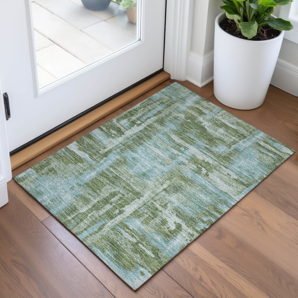 Machine Washable Indoor/Outdoor Chantille ACN2015 Cactus 1'8" x 2'6" Rug. Picture 5