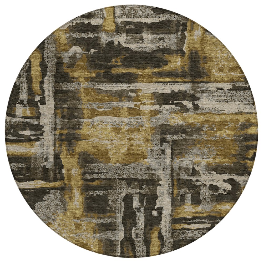 Machine Washable Indoor/Outdoor Chantille ACN2015 Coffee 8' x 8' Round Rug. Picture 1