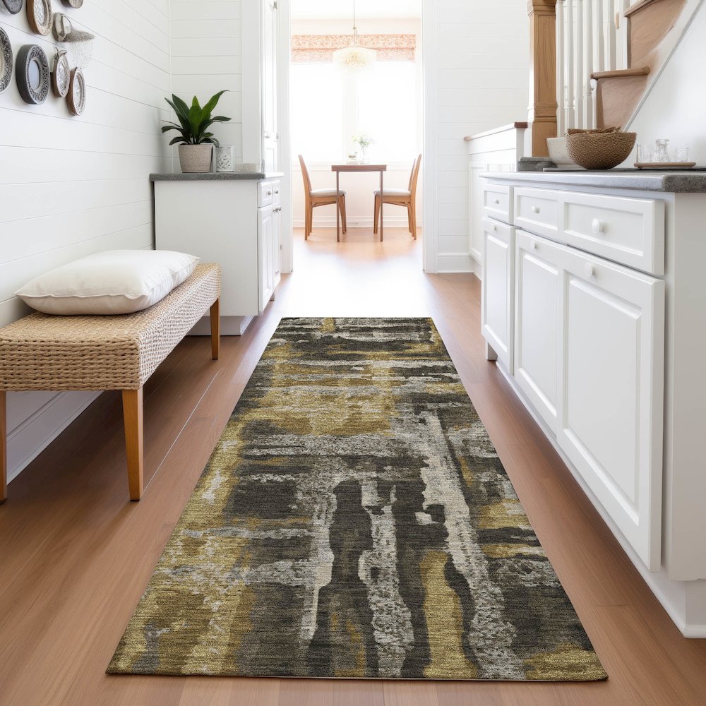 Machine Washable Indoor/Outdoor Chantille ACN2015 Coffee 2'3" x 7'6" Runner Rug. Picture 5